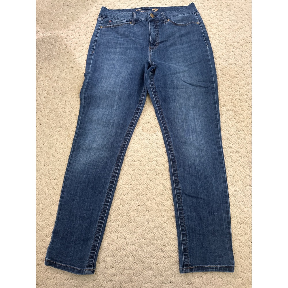 Seven7 Womens Skinny Jeans Medium Wash Blue Denim Mid Rise Stretch Size 16
